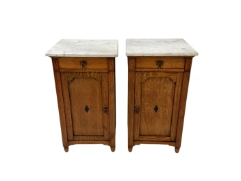Two Arts & Crafts Art Nouveau Oak Nightstands or Bedside Tables, 1900s